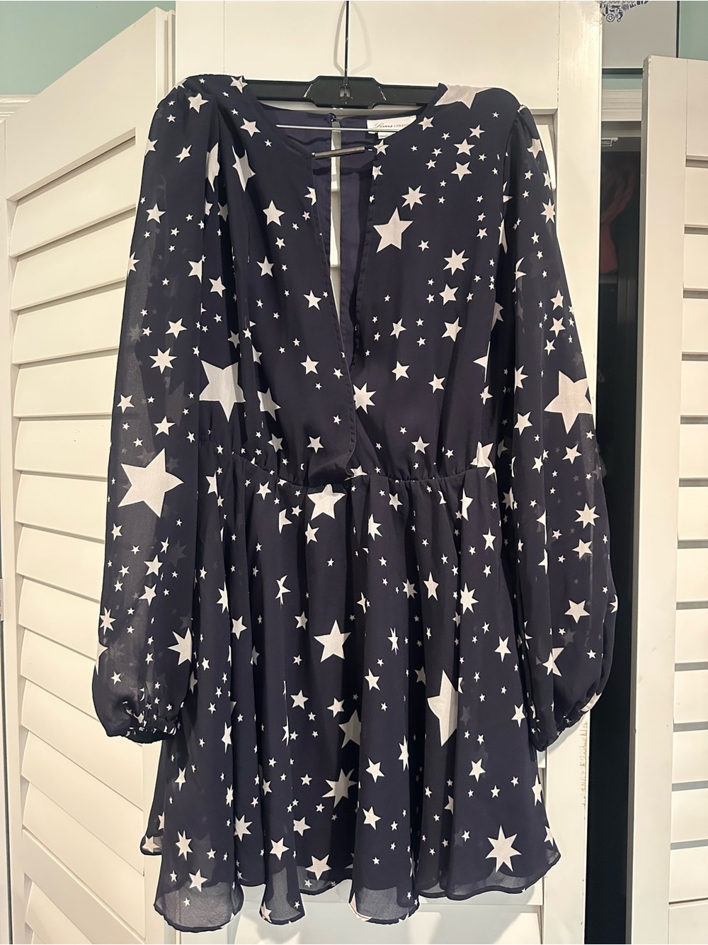 Lovers + Friends Black Star Print Mini Dress